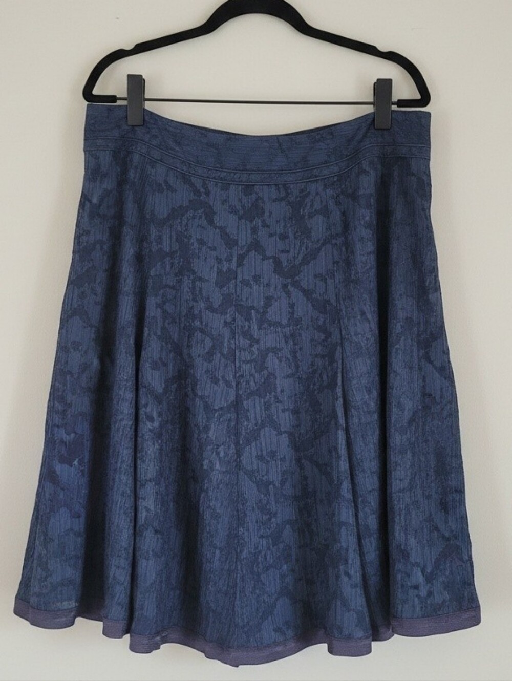 NWT Talbots Navy Blue Silk Blend Burnout Flouncy A-Line Midi Skirt, 18W